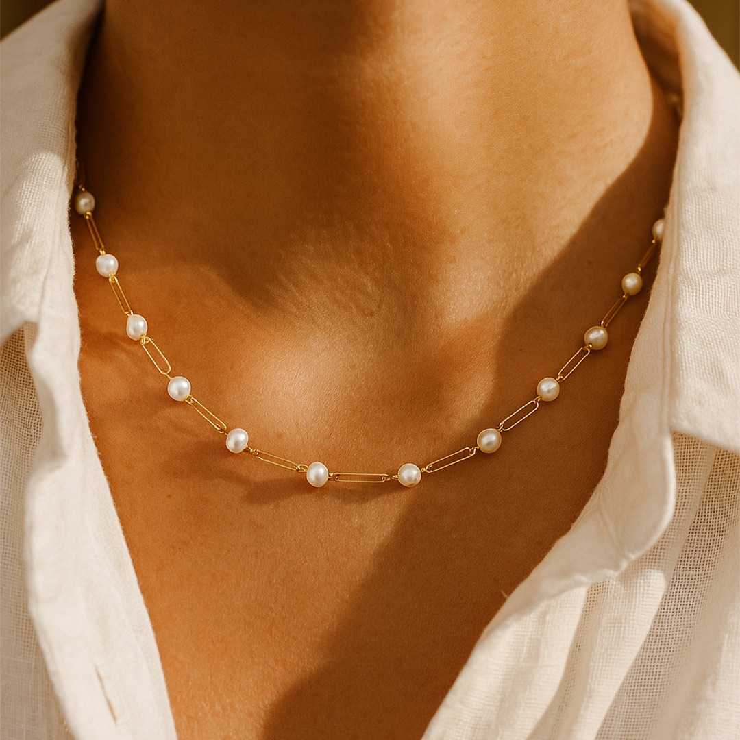 گردنبند طلا کادنا مروارید گالری طلا پرسته