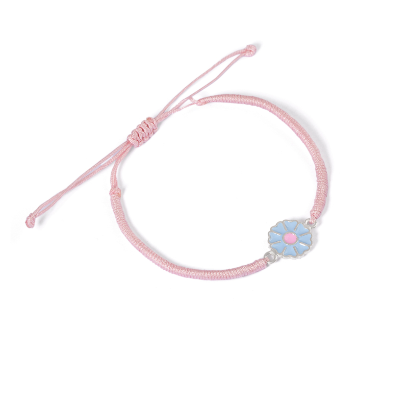 دستبند نقره بافت گل مینا کاری آبی و صورتی گالری طلا پرسته