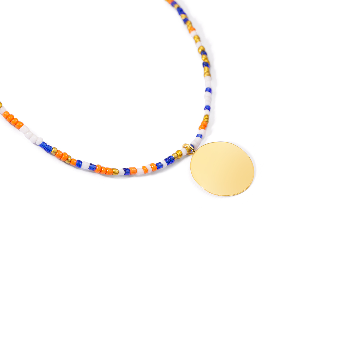 گردنبند طلا سنگی رنگی دایره حکاکی بزرگ گالری طلا پرسته