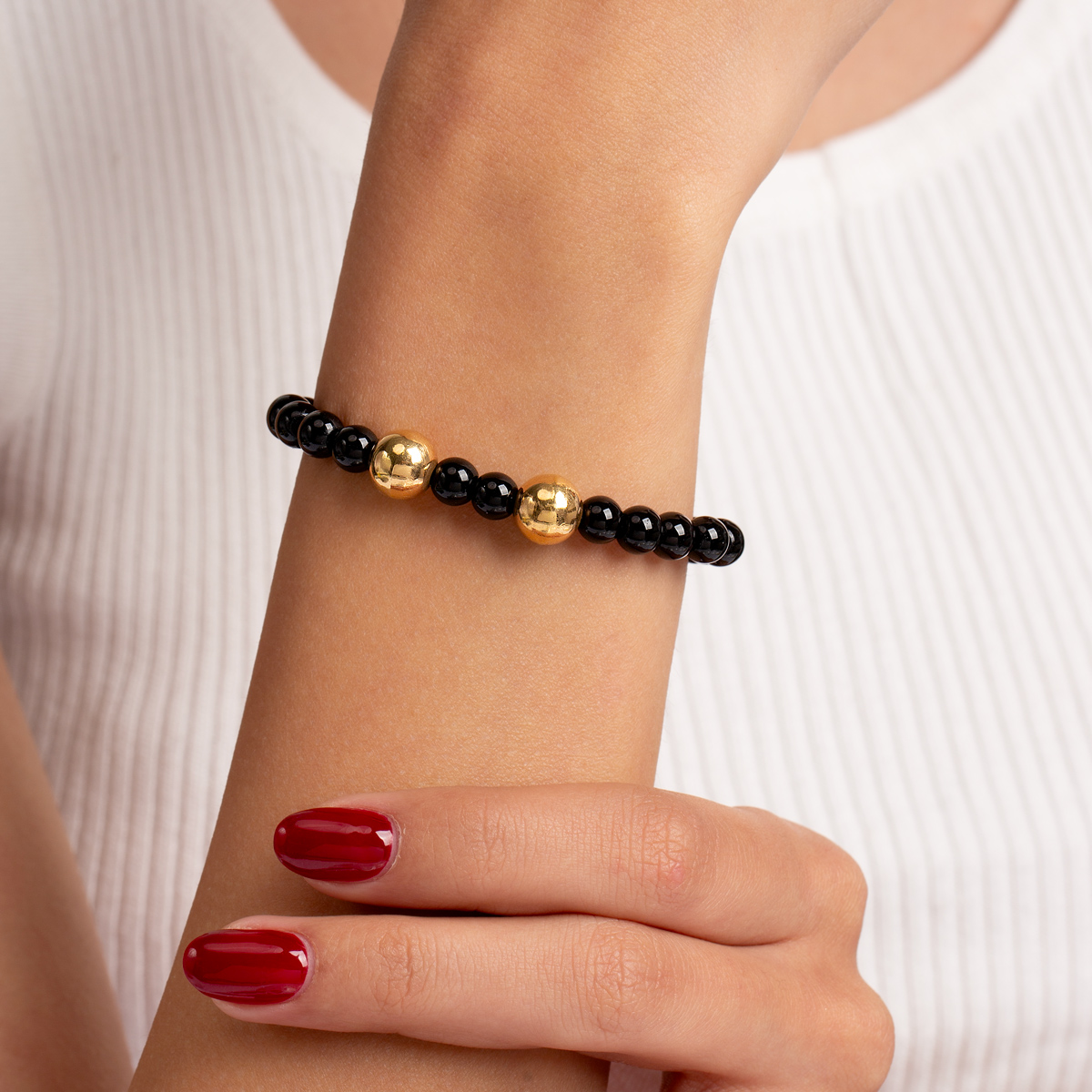 دستبند طلا سنگی دو گوی گالری طلا پرسته