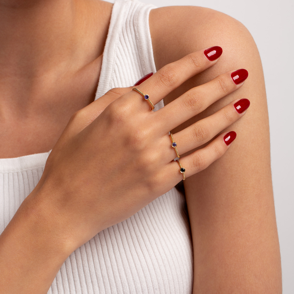 انگشتر طلا لونا بنفش گالری طلا پرسته