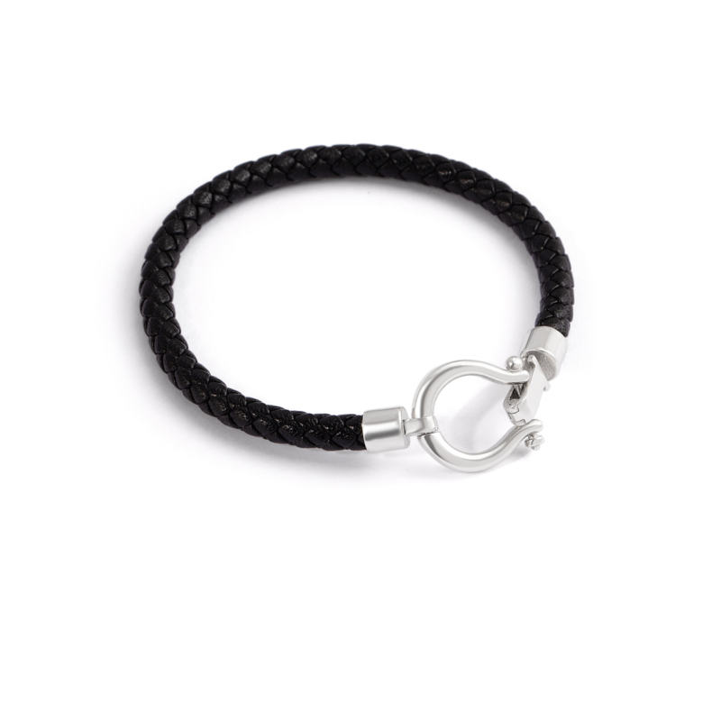 دستبند نقره چرم امگا گالری طلا پرسته