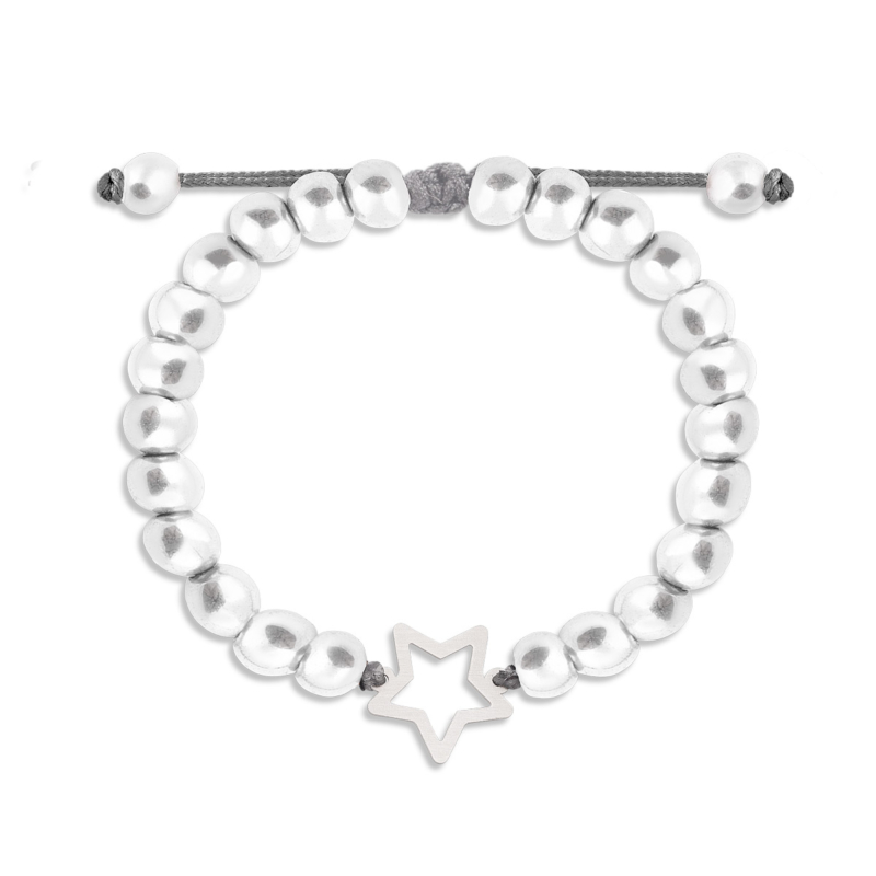 دستبند نقره سنگی حدید روشن ستاره تو خالی گالری طلا پرسته