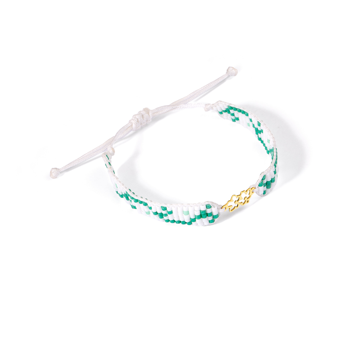 دستبند طلا بافت منجوقی دو برگ گالری طلا پرسته