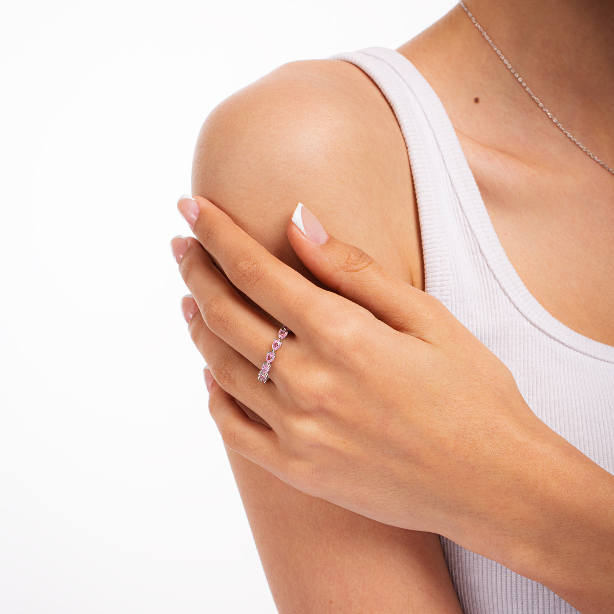 انگشتر نقره اشک صورتی گالری طلا پرسته