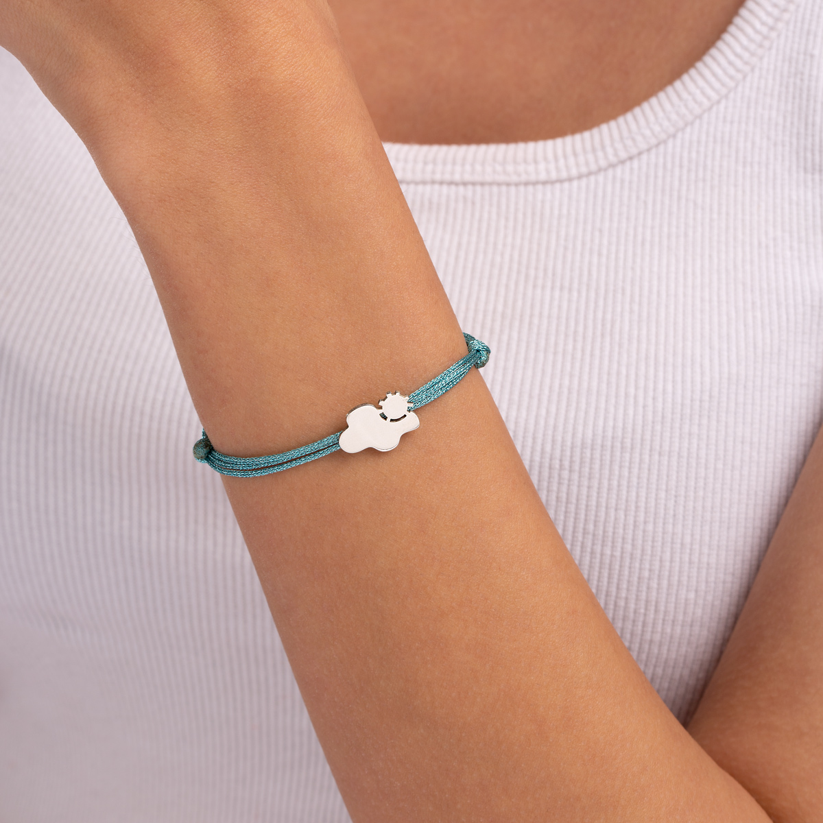 دستبند نقره بافت ابر و خورشید گالری طلا پرسته