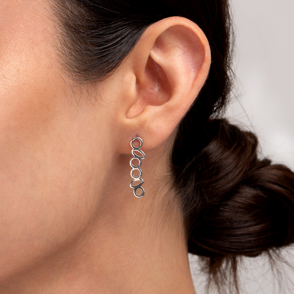 گوشواره نقره دایره بیضی گالری طلا پرسته