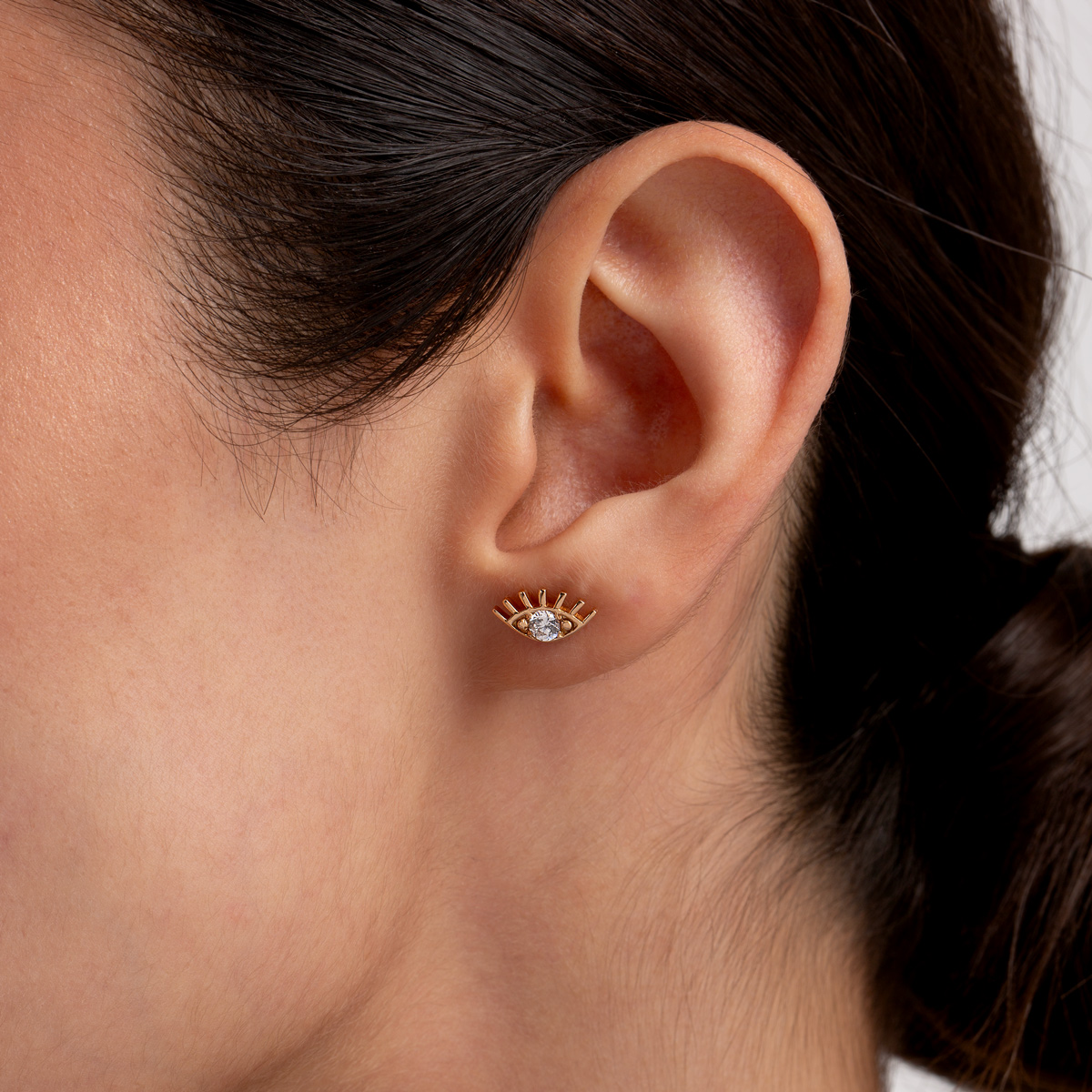 گوشواره طلا چشم تک نگین گالری طلا پرسته