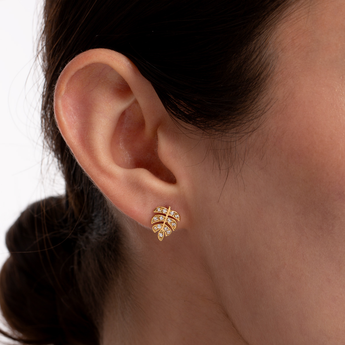 پیرسینگ طلا نگین دار برگ گالری طلا پرسته