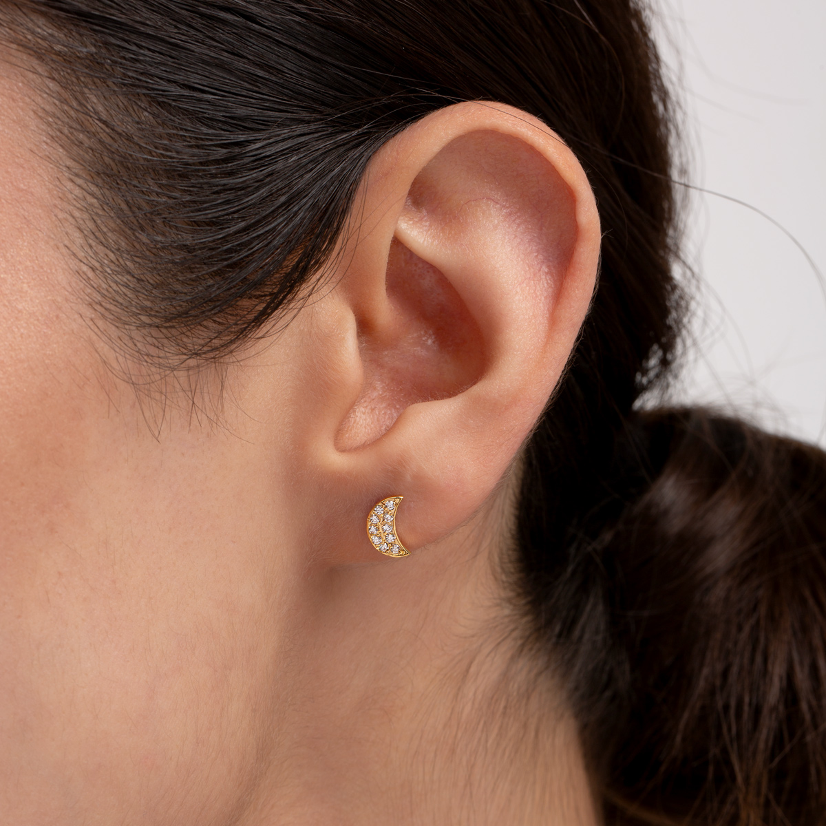 پیرسینگ طلا نگین دار ماه گالری طلا پرسته