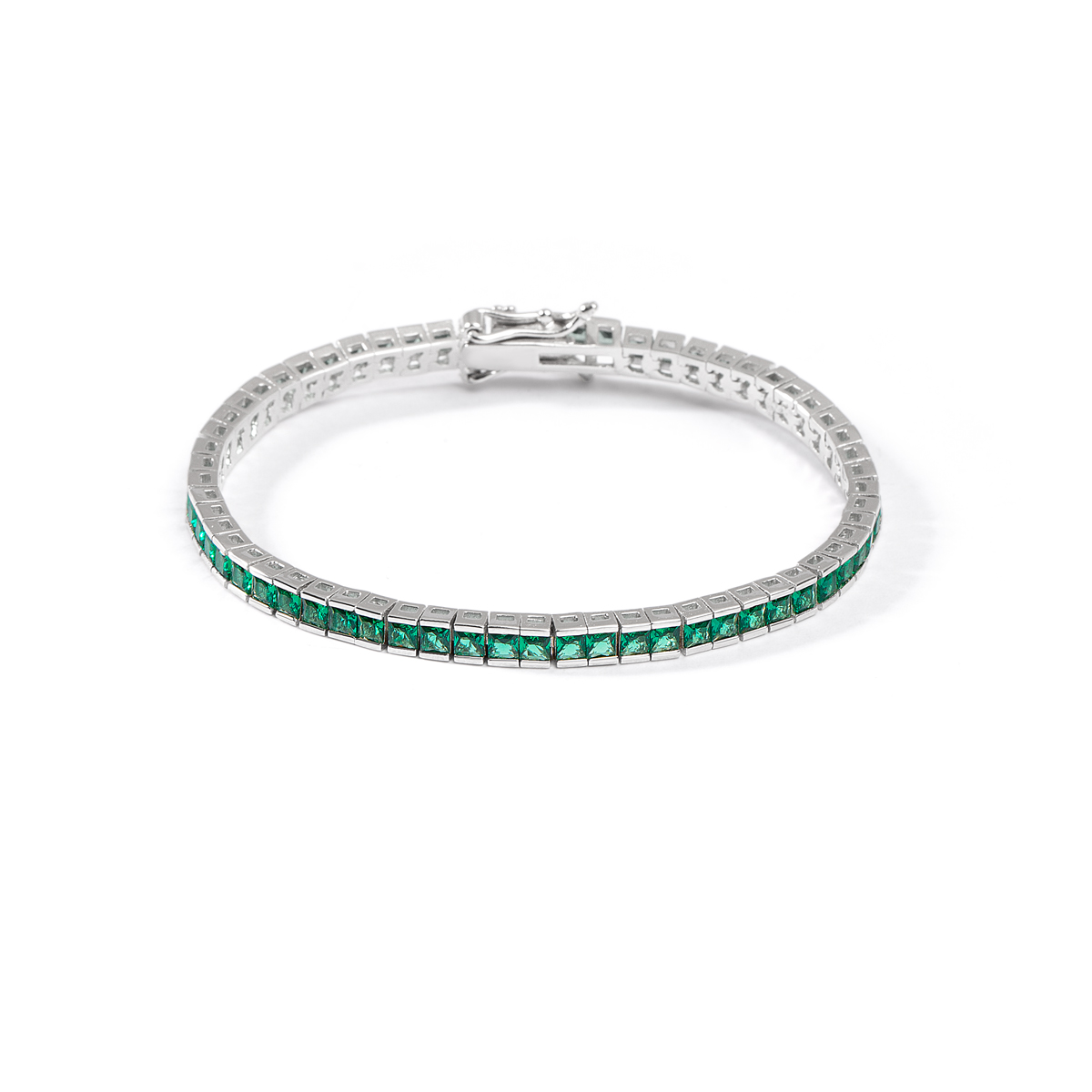 دستبند نقره تنیسی سبز گالری طلا پرسته