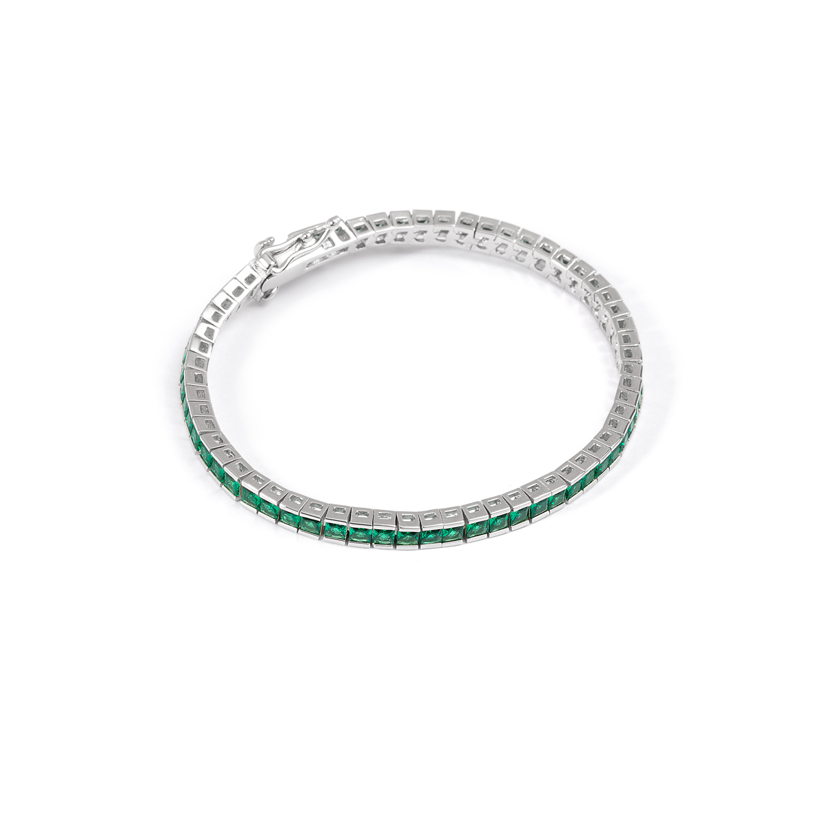 دستبند نقره تنیسی سبز گالری طلا پرسته