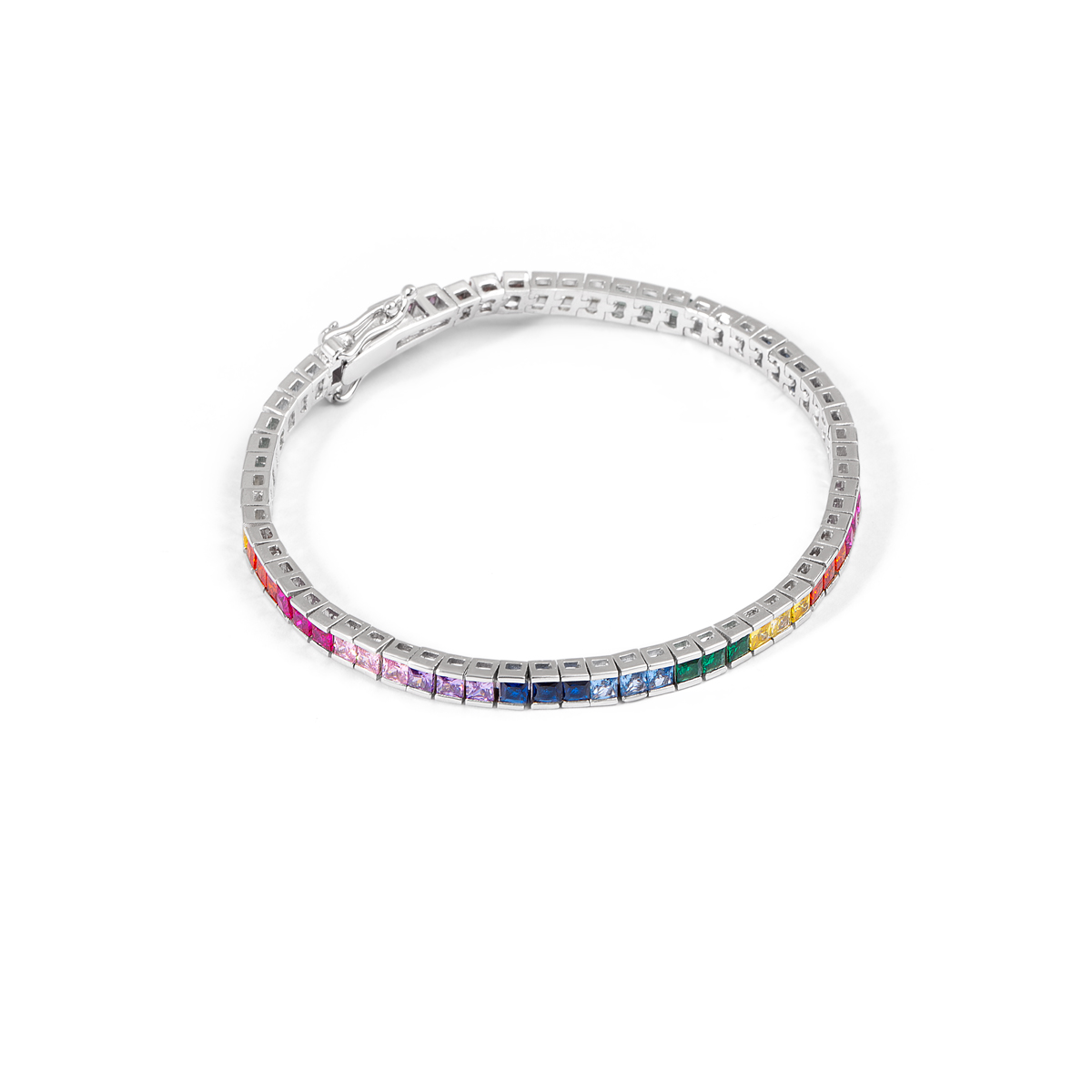 دستبند نقره تنیسی مولتی کالر گالری طلا پرسته