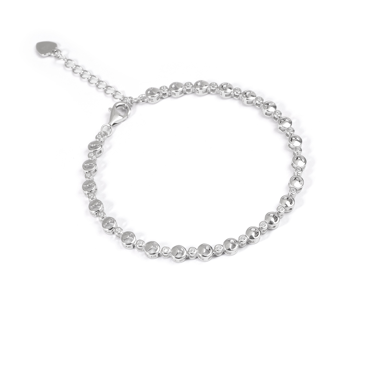 دستبند نقره نگین دار حباب گالری طلا پرسته