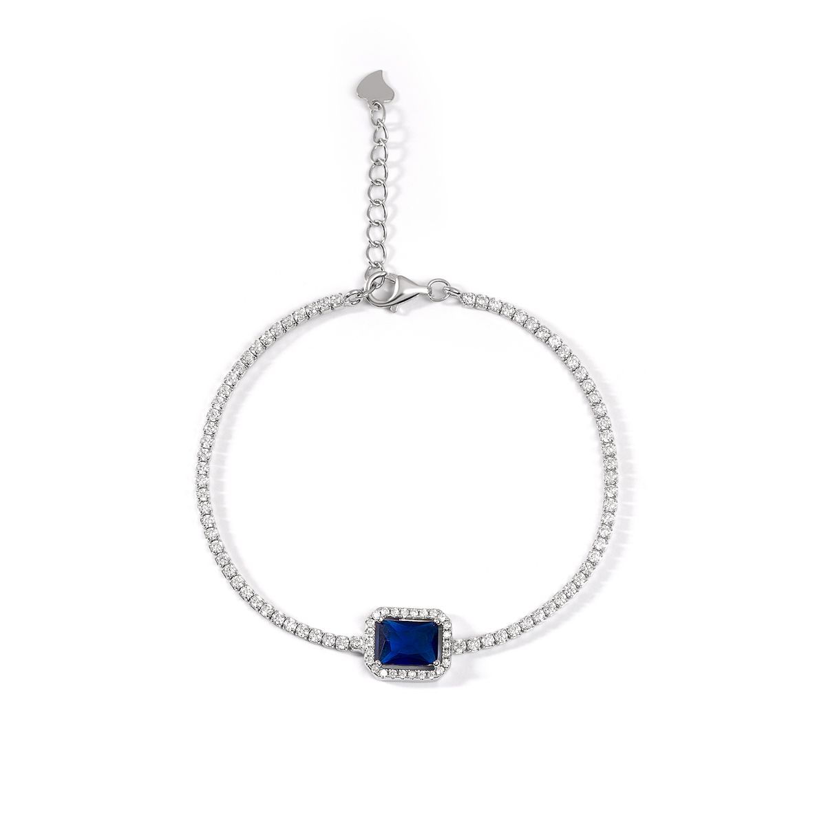 دستبند نقره نگین دار تک باگت سرمه ای گالری طلا پرسته