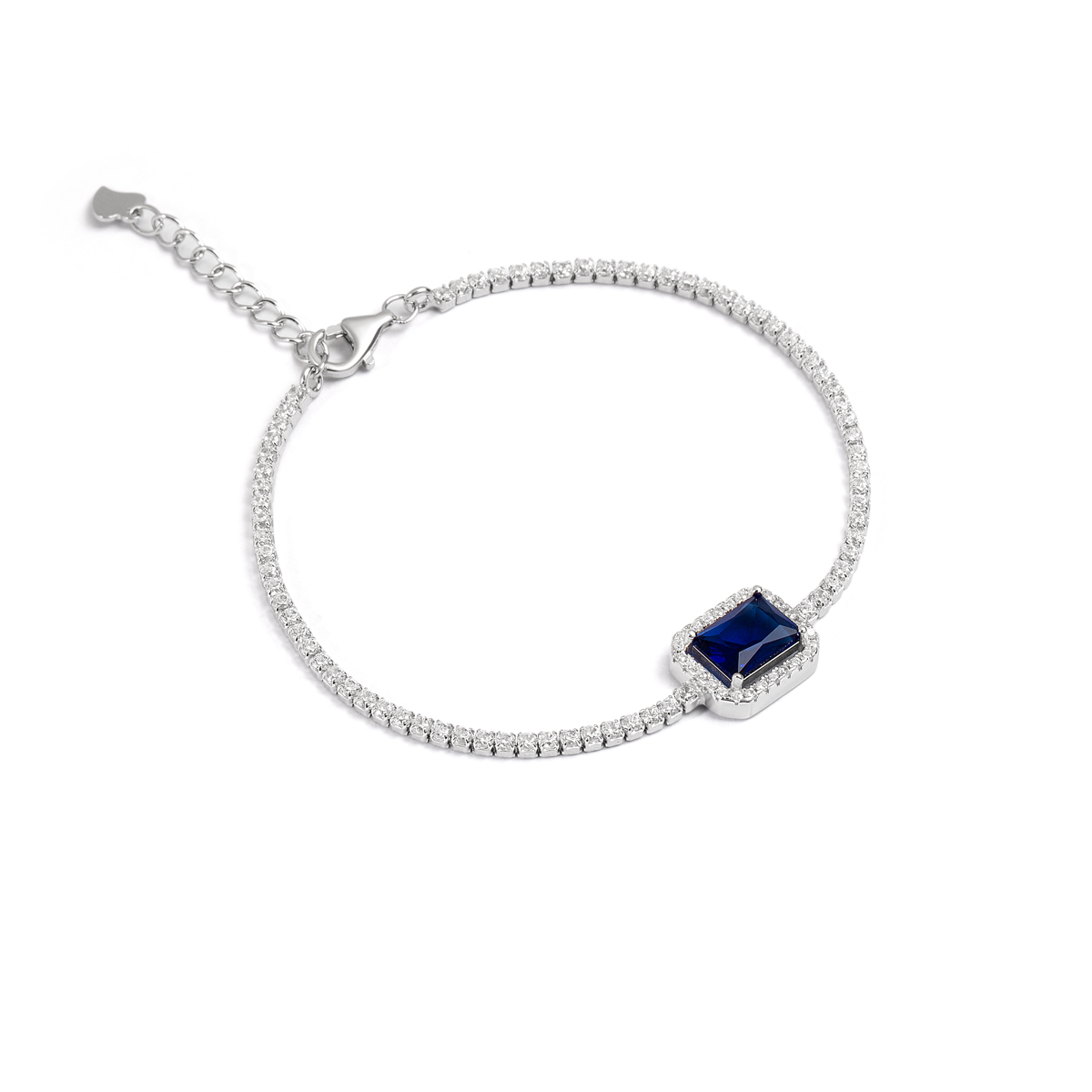 دستبند نقره نگین دار تک باگت سرمه ای گالری طلا پرسته