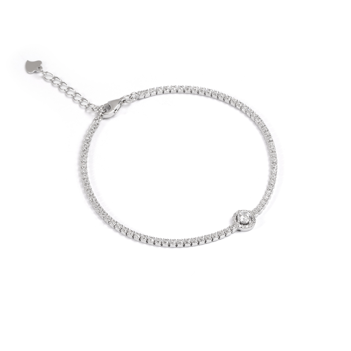 دستبند نقره نگین دار لونا سفید گالری طلا پرسته