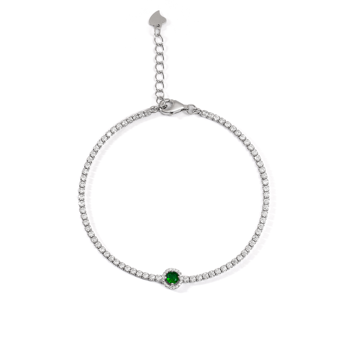 دستبند نقره نگین دار لونا سبز گالری طلا پرسته