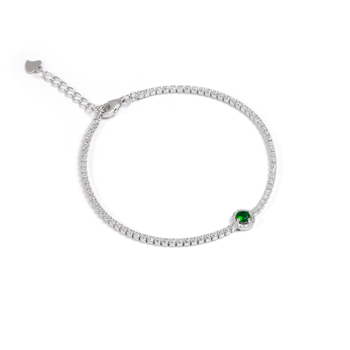 دستبند نقره نگین دار لونا سبز گالری طلا پرسته