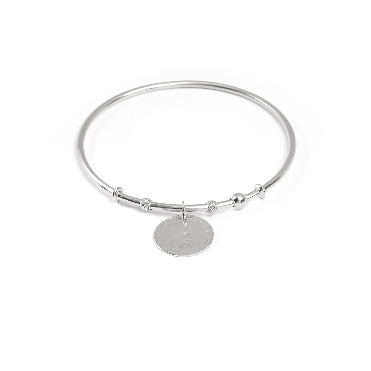 بنگل نقره آویز سکه گالری طلا پرسته