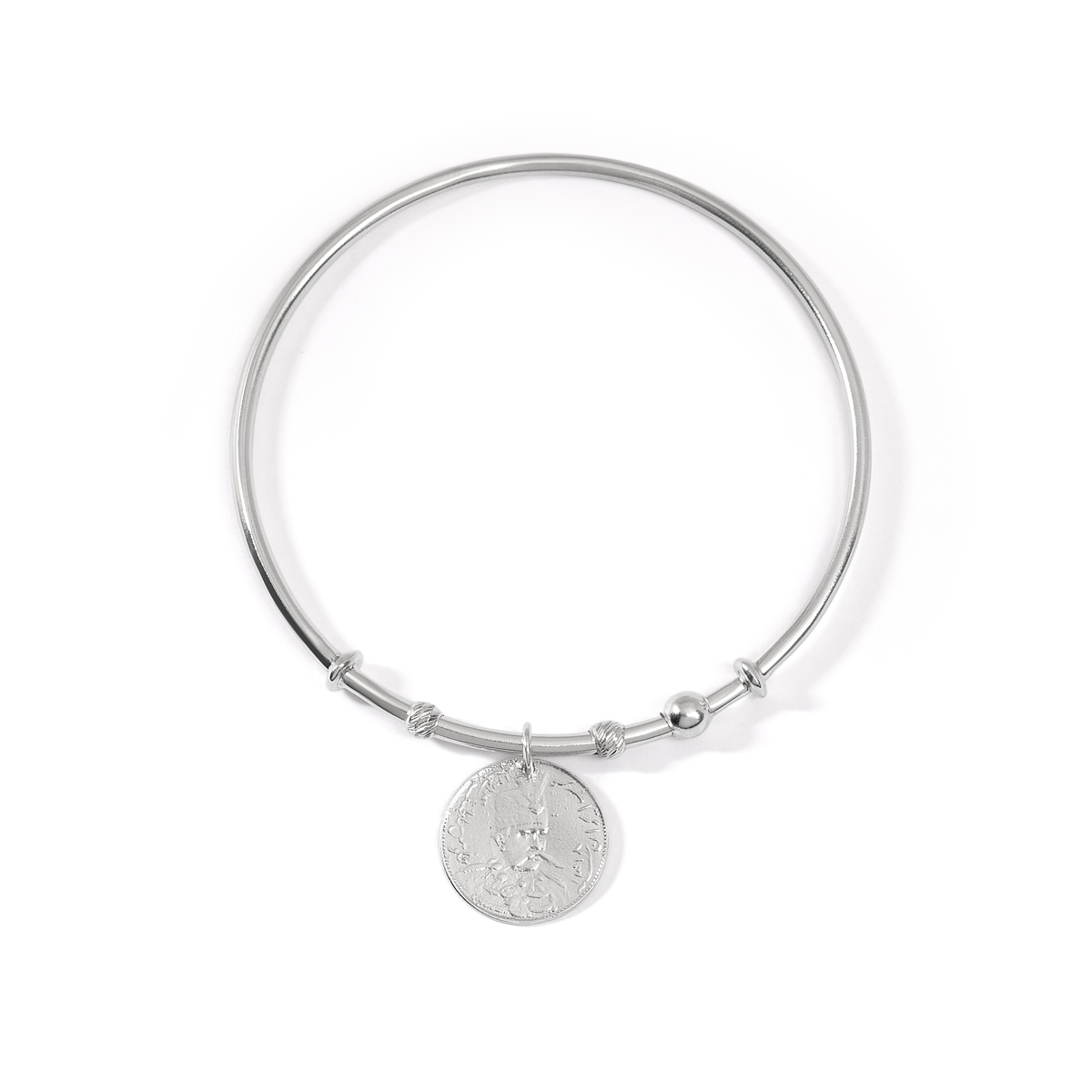 بنگل نقره آویز سکه گالری طلا پرسته