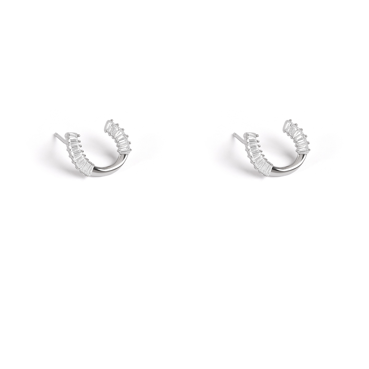 گوشواره نقره هلال باگت گالری طلا پرسته