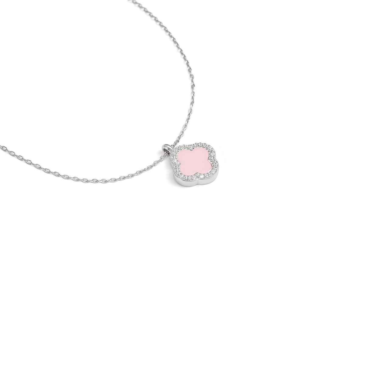 گردنبند نقره نگین دار ونکلیف صورتی گالری طلا پرسته