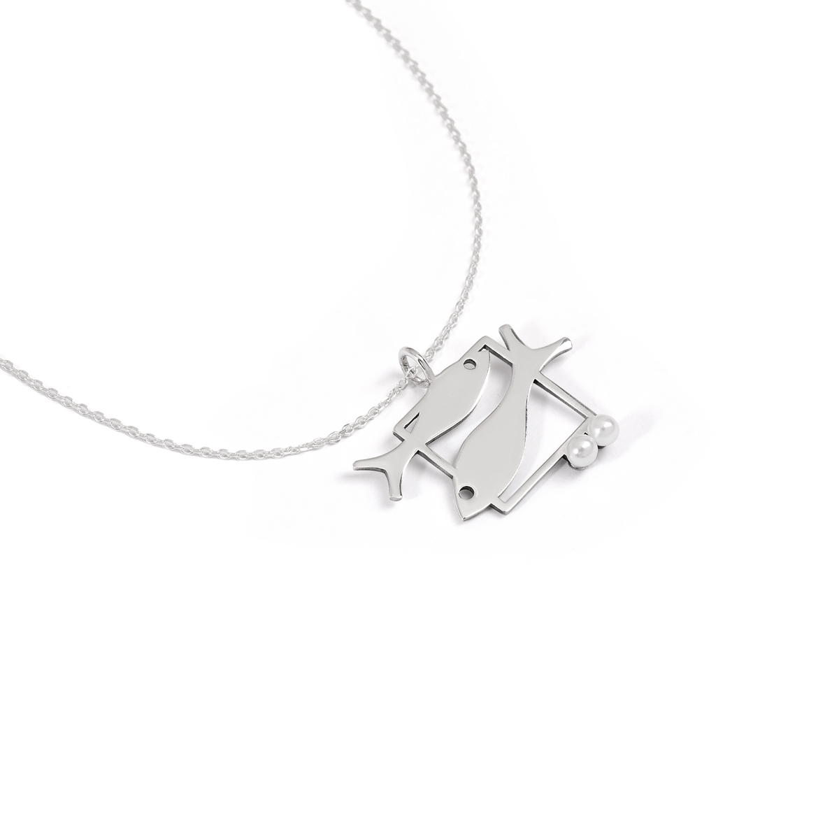 گردنبند نقره دو ماهی گالری طلا پرسته