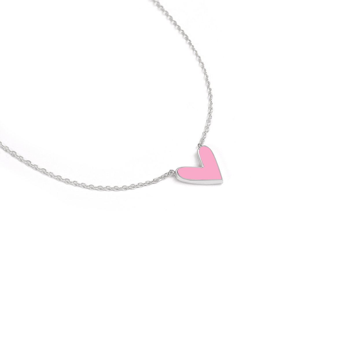 گردنبند نقره مینا کاری قلب صورتی گالری طلا پرسته