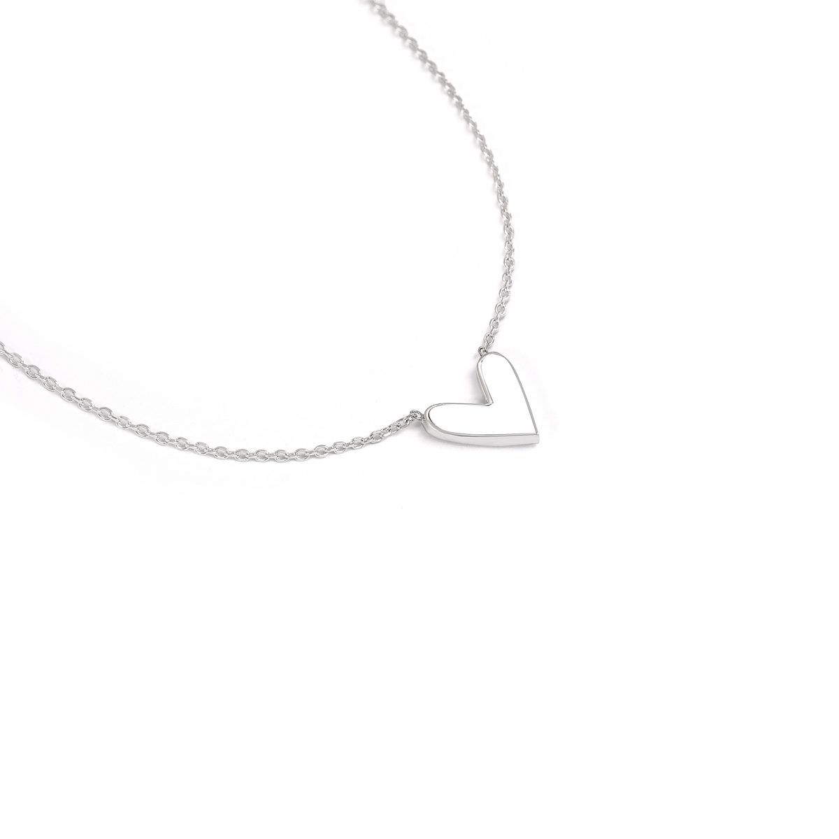 گردنبند نقره مینا کاری قلب سفید گالری طلا پرسته