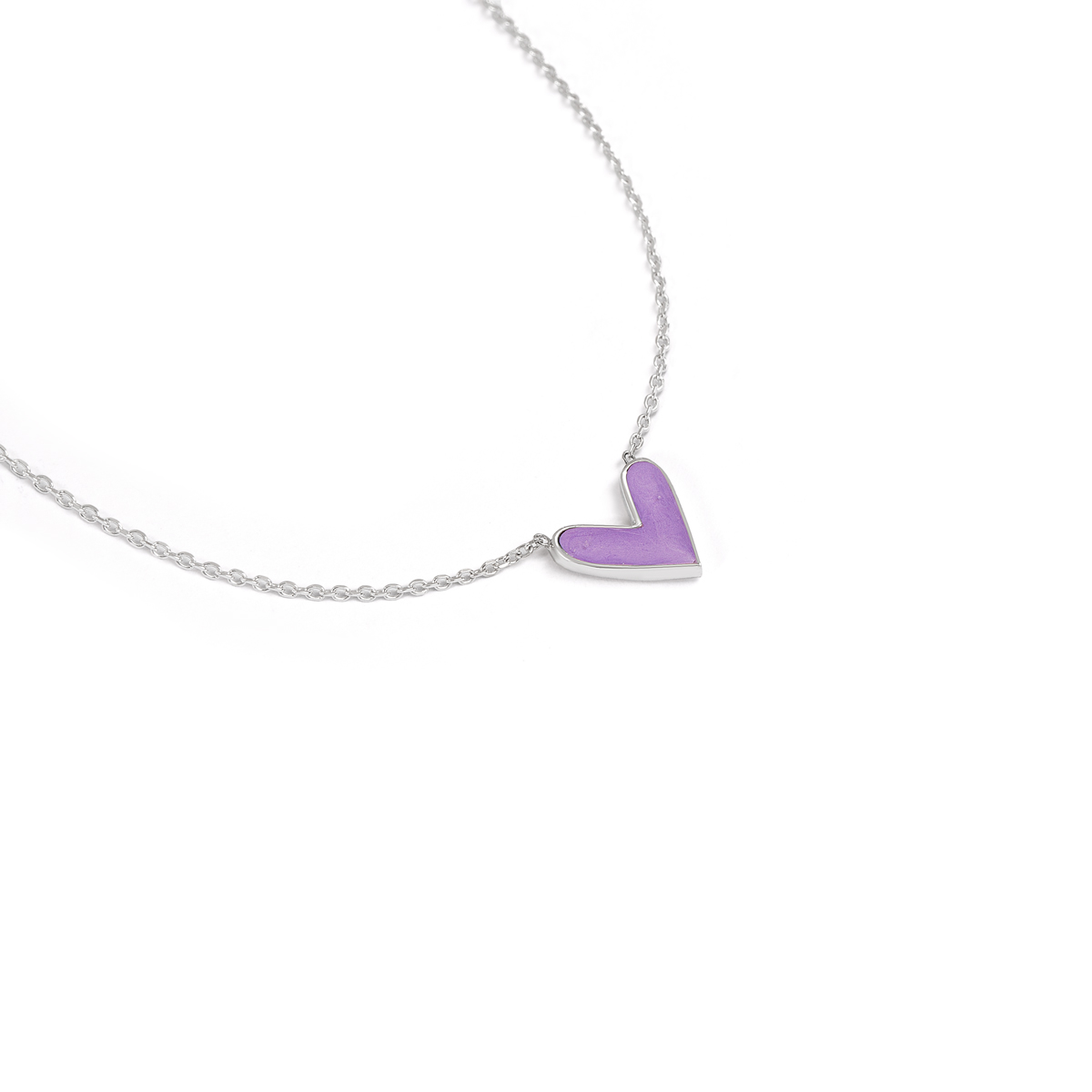 گردنبند نقره مینا کاری قلب یاسی گالری طلا پرسته