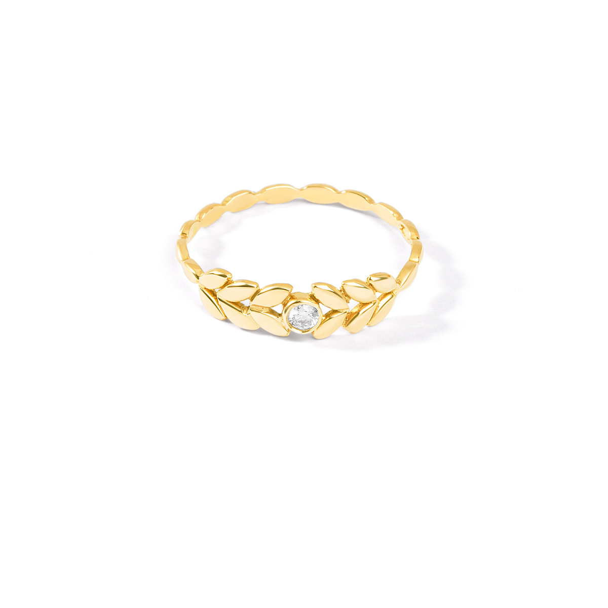 انگشتر طلا شاخه گندم تک نگین گالری طلا پرسته