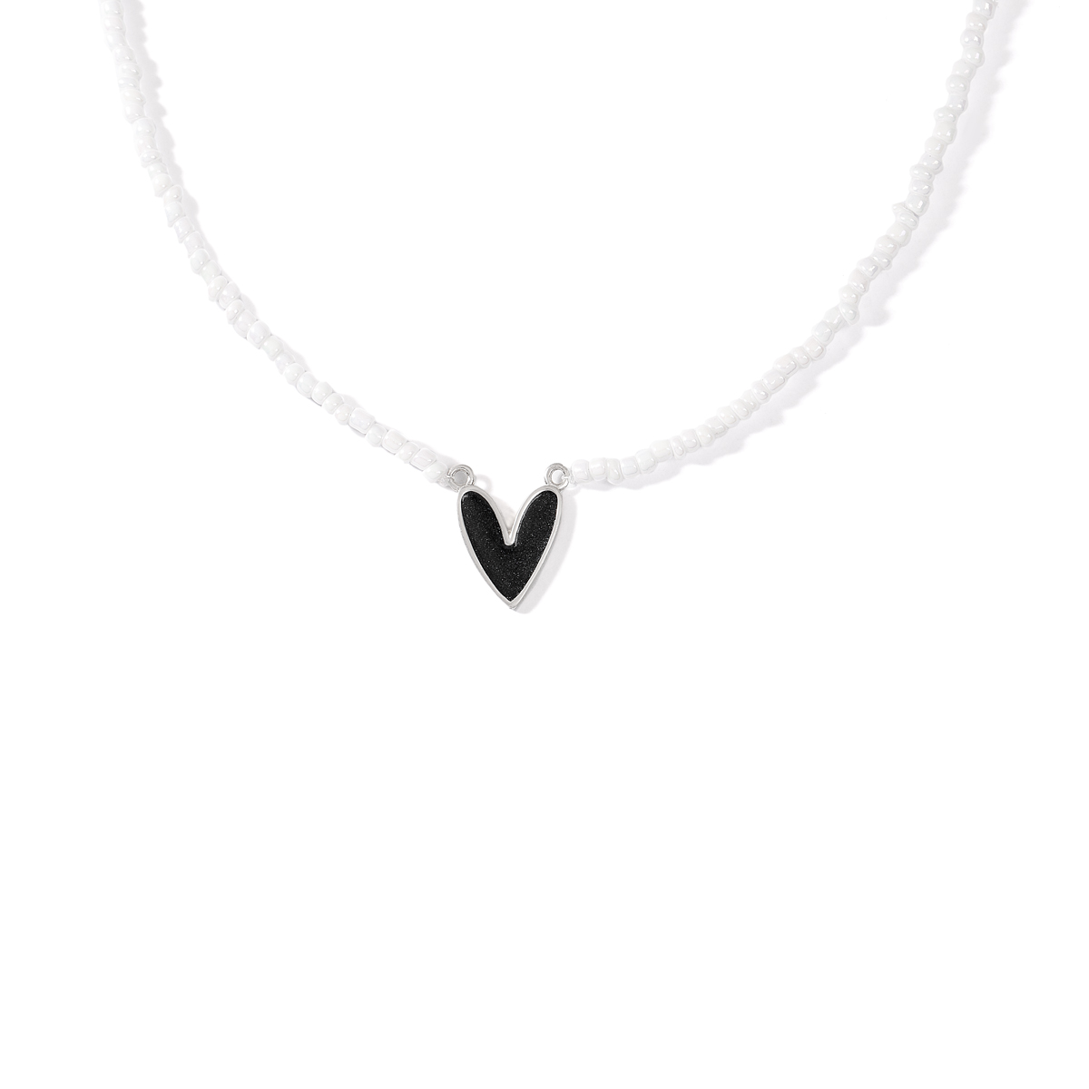 گردنبند نقره مینا کاری قلب مشکی گالری طلا پرسته