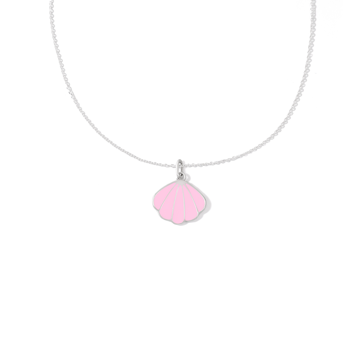 گردنبند نقره مینا کاری صدف صورتی گالری طلا پرسته