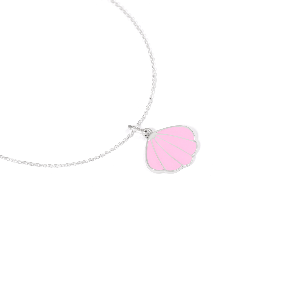 گردنبند نقره مینا کاری صدف صورتی گالری طلا پرسته