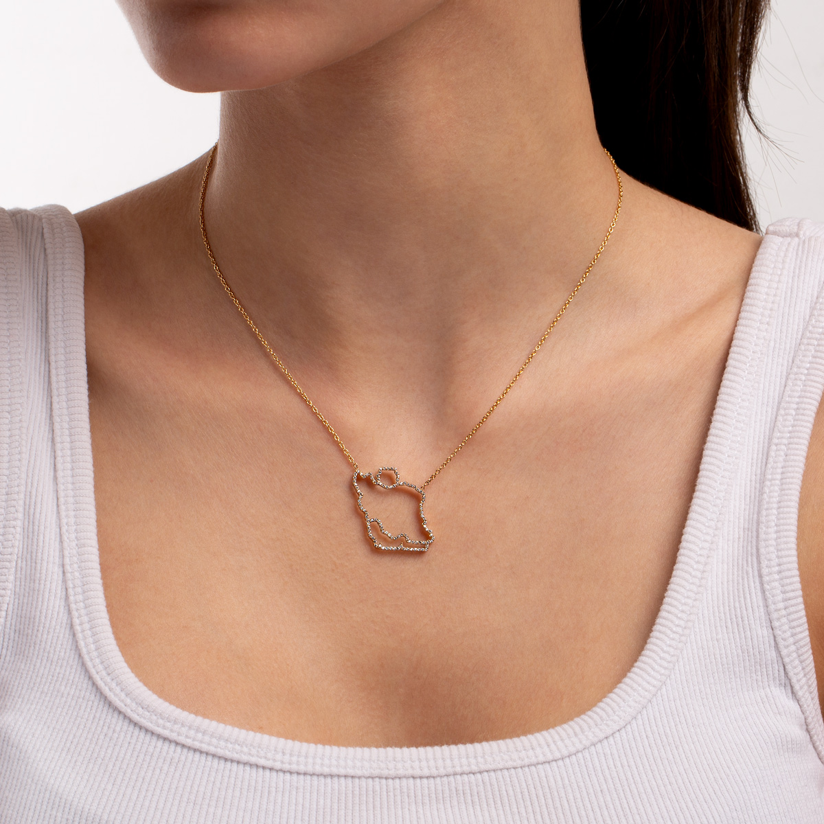 گردنبند طلا نگین دار نقشه ایران گالری طلا پرسته