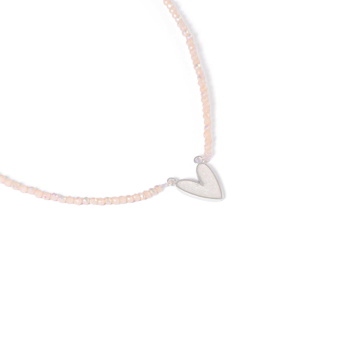 گردنبند نقره مینا کاری قلب سفید گالری طلا پرسته