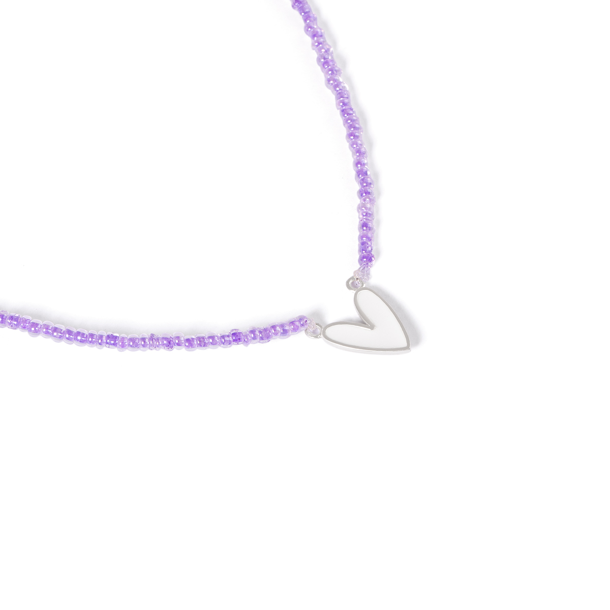 گردنبند نقره مینا کاری قلب سفید گالری طلا پرسته