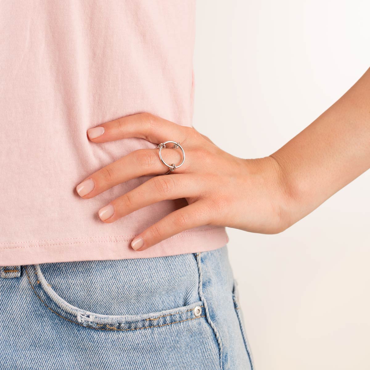 انگشتر نقره دایره تو خالی متحرک گالری طلا پرسته