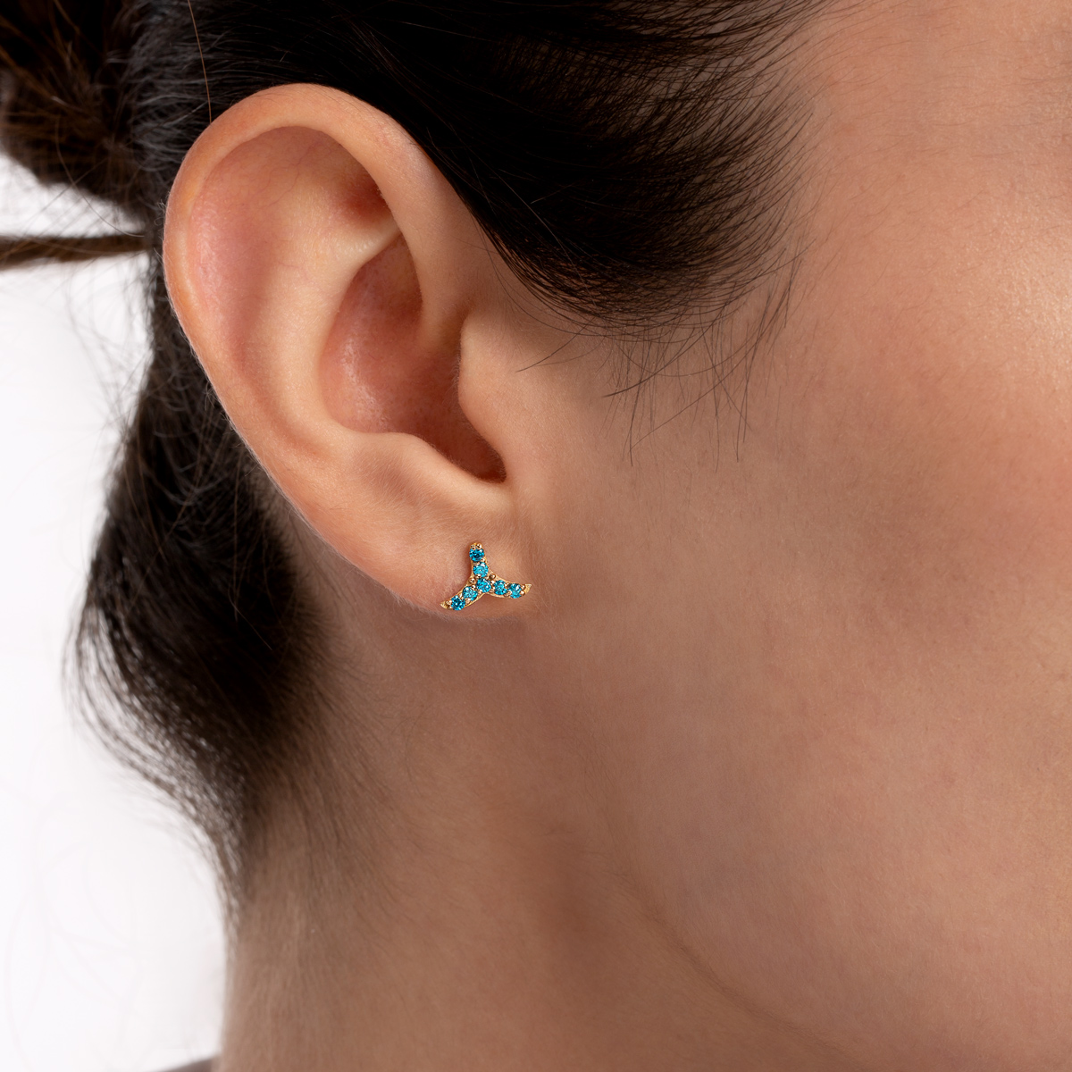 گوشواره طلا تک لنگه دم وال نگین دار گالری طلا پرسته