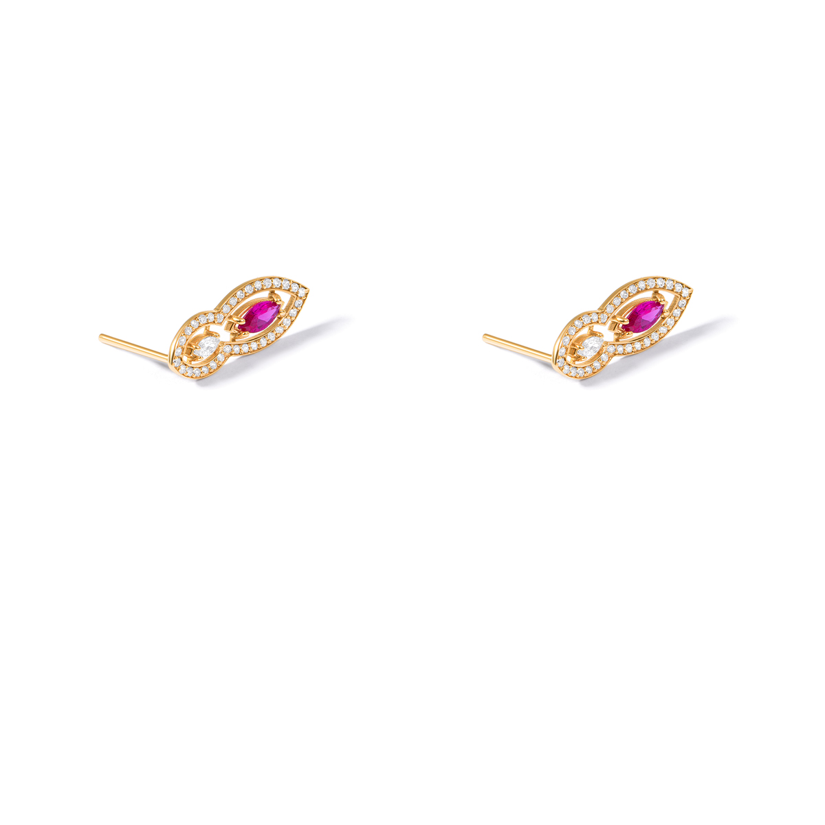 گوشواره طلا نگین مارکیز اشک سرخابی گالری طلا پرسته